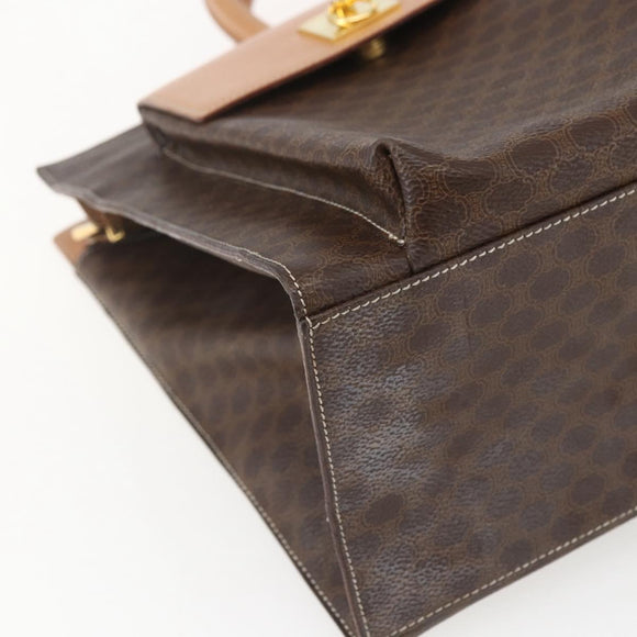 CELINE Macadam Canvas Tote Bag PVC Leather Brown Gold Auth ka860