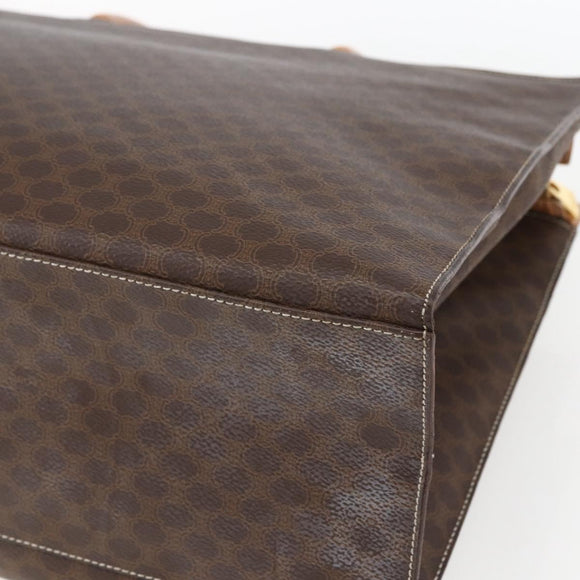 CELINE Macadam Canvas Tragetasche PVC Leder Braun Gold Auth ka860