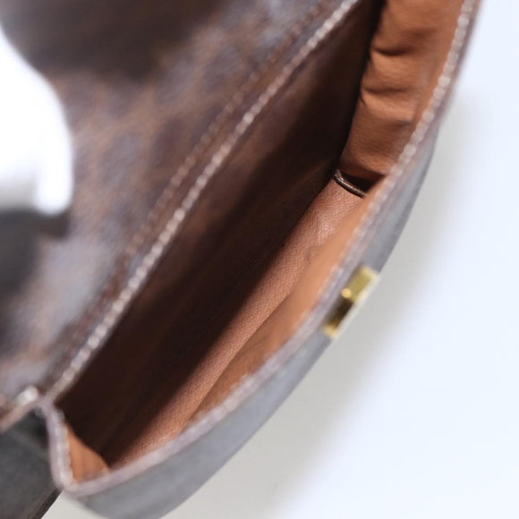 CELINE Macadam Canvas Tote Bag PVC Leather Brown Gold Auth ka860