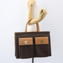 CELINE Macadam Canvas Tragetasche PVC Leder Braun Gold Auth ka860-23