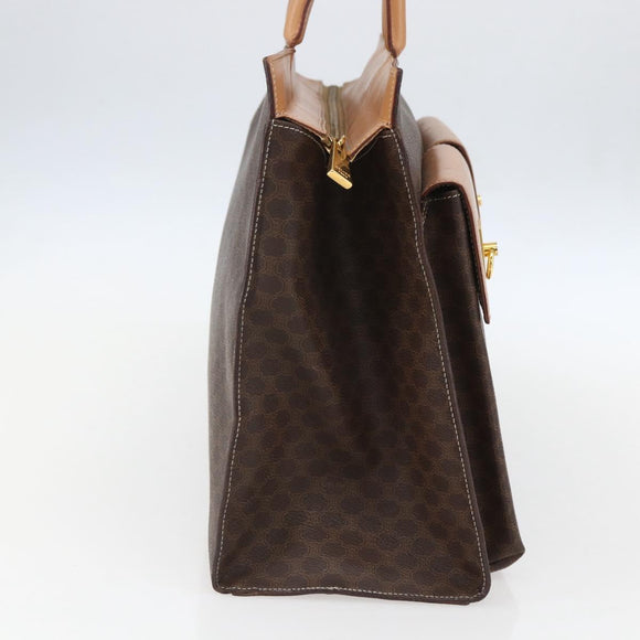 CELINE Macadam Canvas Tragetasche PVC Leder Braun Gold Auth ka860