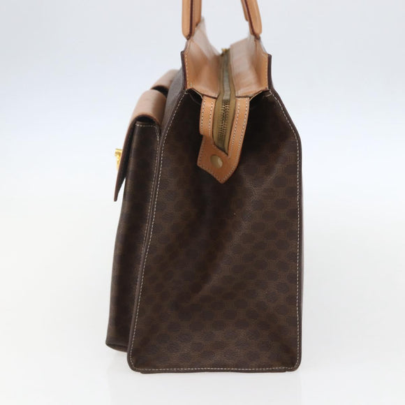 CELINE Macadam Canvas Tragetasche PVC Leder Braun Gold Auth ka860