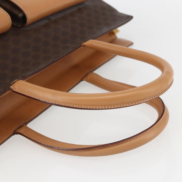 CELINE Macadam Canvas Tote Bag PVC Leather Brown Gold Auth ka860