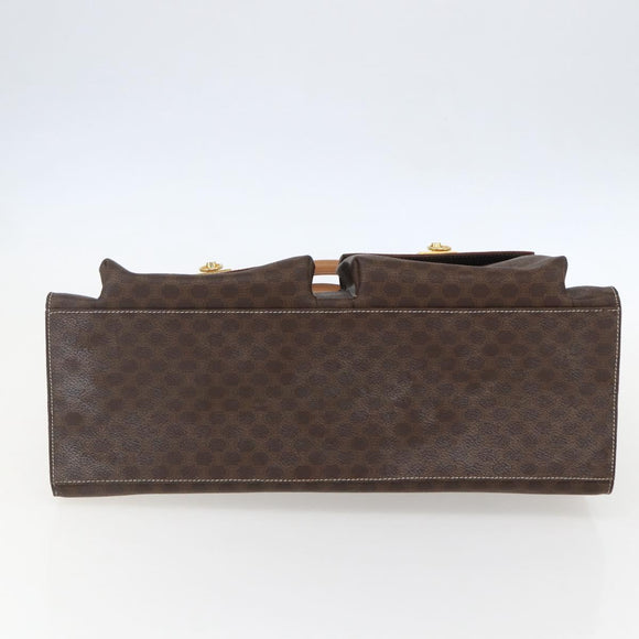 CELINE Macadam Canvas Tragetasche PVC Leder Braun Gold Auth ka860