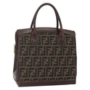 FENDI Zucca Canvas Hand Bag Black Brown Auth ka862-1