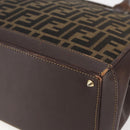 FENDI Zucca Canvas Hand Bag Black Brown Auth ka862-9