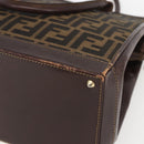 FENDI Zucca Canvas Hand Bag Black Brown Auth ka862-15