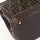 FENDI Zucca Canvas Hand Bag Black Brown Auth ka862-16