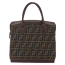 FENDI Zucca Canvas Hand Bag Black Brown Auth ka862-13