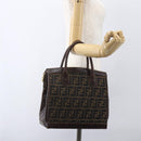 FENDI Zucca Canvas Hand Bag Black Brown Auth ka862-23