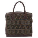 FENDI Zucca Canvas Hand Bag Black Brown Auth ka862-2