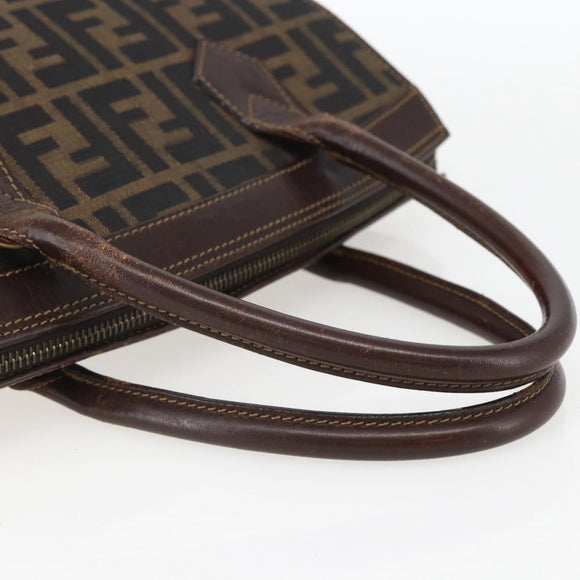 FENDI Zucca Canvas Hand Bag Black Brown Auth ka862