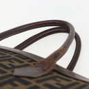 FENDI Zucca Canvas Hand Bag Black Brown Auth ka862-8