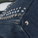 PRADA Bijoux Canapa PM Hand Bag Denim Blue Silver Auth ka868-14