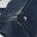 PRADA Bijoux Canapa PM Hand Bag Denim Blue Silver Auth ka868-16