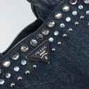 PRADA Bijoux Canapa PM Hand Bag Denim Blue Silver Auth ka868-17
