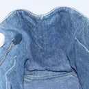 PRADA Bijoux Canapa PM Hand Bag Denim Blue Silver Auth ka868-19