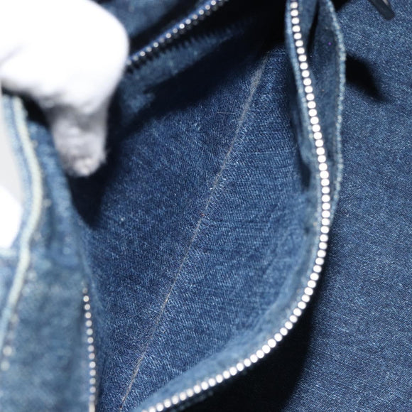 PRADA Bijoux Canapa PM Hand Bag Denim Blue Silver Auth ka868