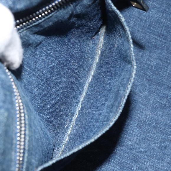 PRADA Bijoux Canapa PM Hand Bag Denim Blue Silver Auth ka868