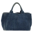 PRADA Bijoux Canapa PM Hand Bag Denim Blue Silver Auth ka868-2