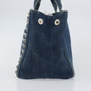 PRADA Bijoux Canapa PM Hand Bag Denim Blue Silver Auth ka868-4