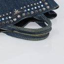 PRADA Bijoux Canapa PM Hand Bag Denim Blue Silver Auth ka868-7