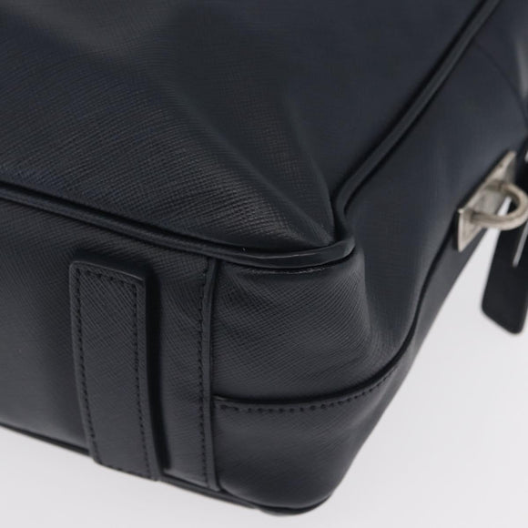 PRADA Hand Bag Safiano leather Navy Silver Auth ka869