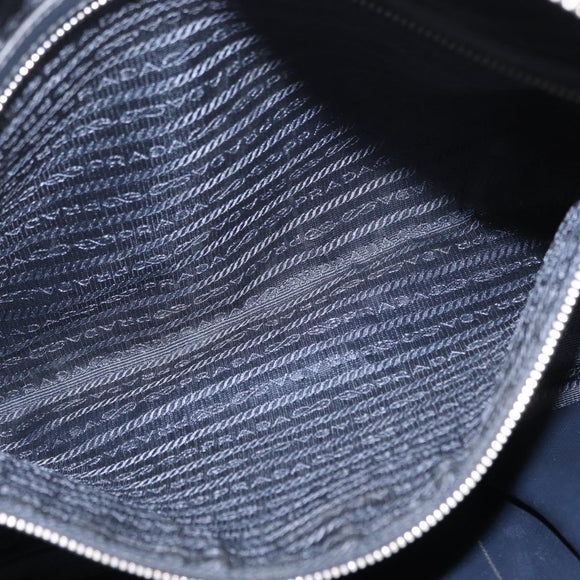 PRADA Hand Bag Safiano leather Navy Silver Auth ka869