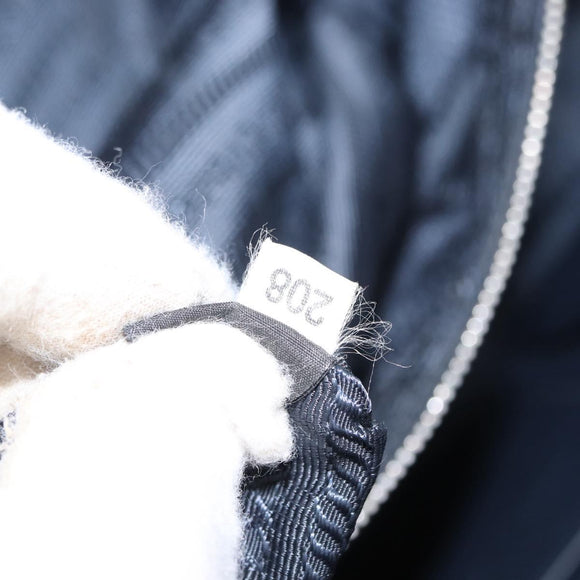 PRADA Hand Bag Safiano leather Navy Silver Auth ka869