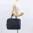 PRADA Hand Bag Safiano leather Navy Silver Auth ka869-24