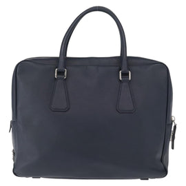 PRADA Hand Bag Safiano leather Navy Silver Auth ka869 - 0