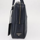 PRADA Hand Bag Safiano leather Navy Silver Auth ka869-3