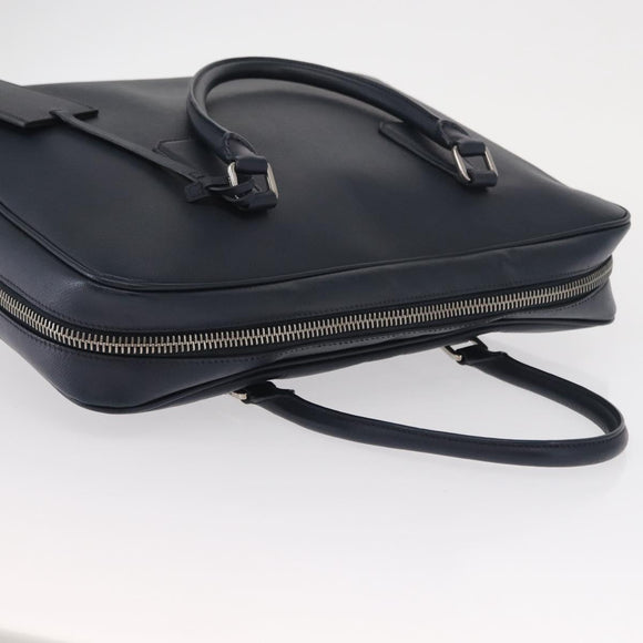 PRADA Hand Bag Safiano leather Navy Silver Auth ka869