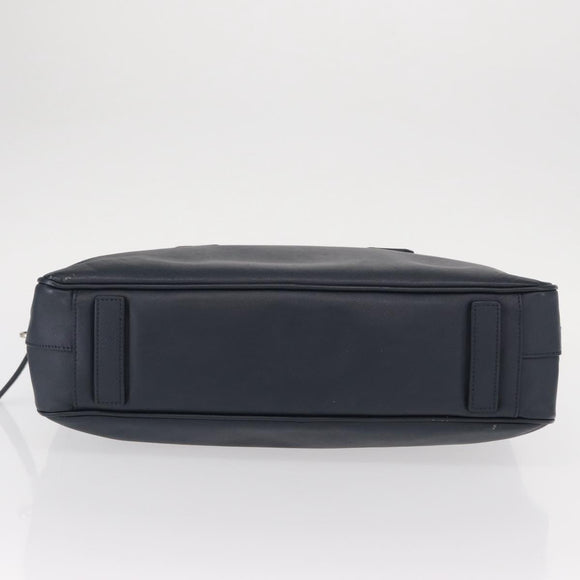 PRADA Hand Bag Safiano leather Navy Silver Auth ka869