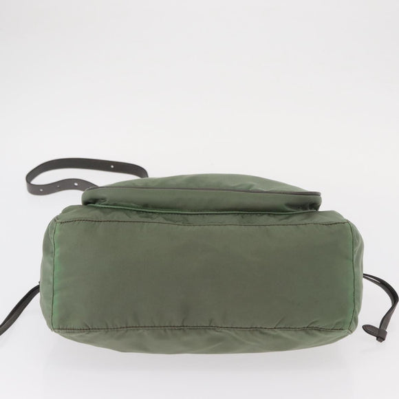PRADA Shoulder Bag Nylon Green Gold Auth ka870