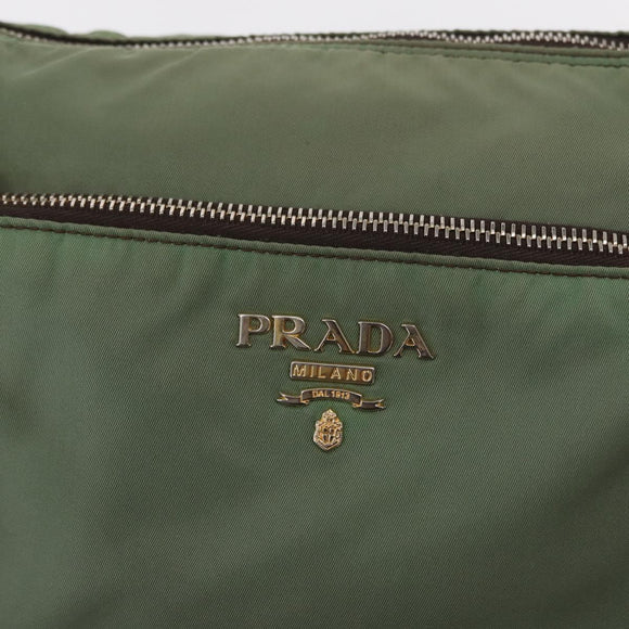 PRADA Shoulder Bag Nylon Green Gold Auth ka870