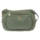 PRADA Shoulder Bag Nylon Green Gold Auth ka870-13