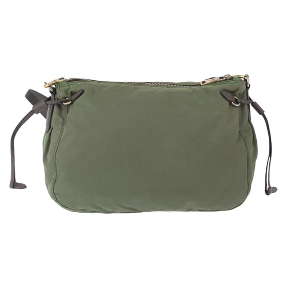 PRADA Shoulder Bag Nylon Green Gold Auth ka870