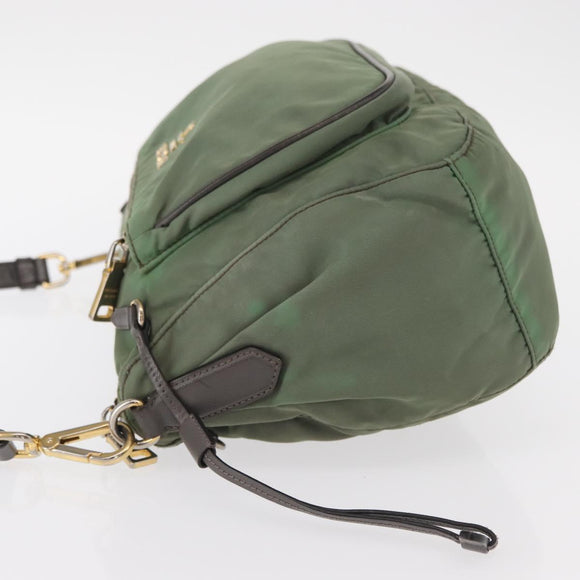 PRADA Shoulder Bag Nylon Green Gold Auth ka870
