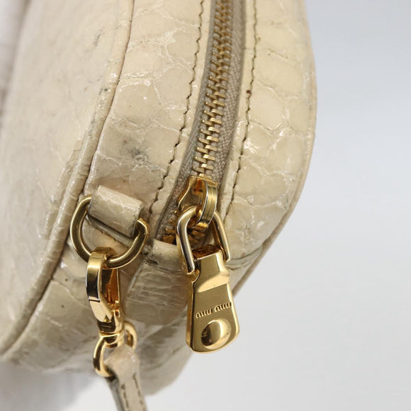 Miu Miu Shoulder Bag Leather Light Beige Gold Auth ka871