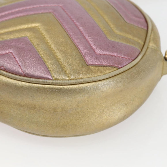 GUCCI Chain GG Marmont Shoulder Bag Leather Pink Gold 550154 Auth ka872