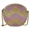 GUCCI Chain GG Marmont Shoulder Bag Leather Pink Gold 550154 Auth ka872-13