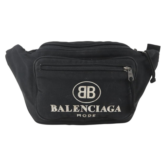 BALENCIAGA Body Bag Canvas Black 482389 Auth ka873