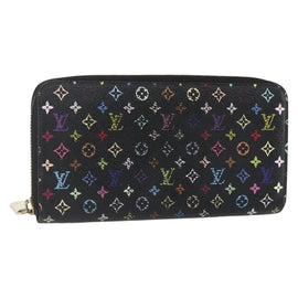 LOUIS VUITTON Monogram Multicolor Zippy Long Wallet Black M60243 LV Auth ka879