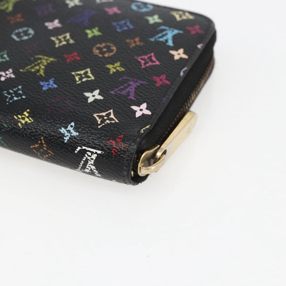 LOUIS VUITTON Monogram Multicolor Zippy Long Wallet Black M60243 LV Auth ka879