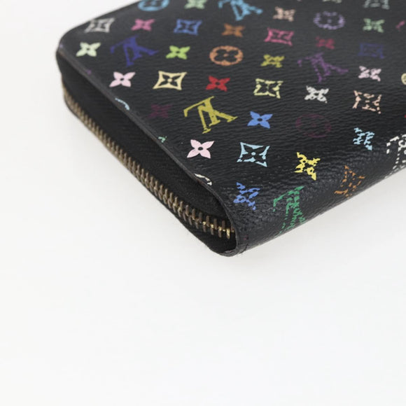 LOUIS VUITTON Monogram Multicolor Zippy Long Wallet Black M60243 LV Auth ka879