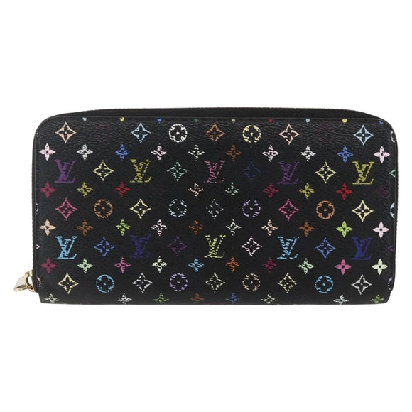 LOUIS VUITTON Monogram Multicolor Zippy Long Wallet Black M60243 LV Auth ka879