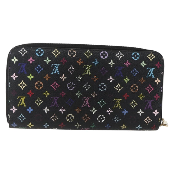 LOUIS VUITTON Monogram Multicolor Zippy Long Wallet Black M60243 LV Auth ka879