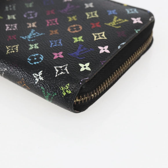 LOUIS VUITTON Monogram Multicolor Zippy Long Wallet Black M60243 LV Auth ka879