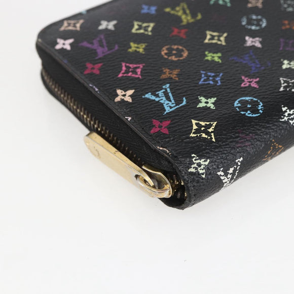 LOUIS VUITTON Monogram Multicolor Zippy Long Wallet Black M60243 LV Auth ka879